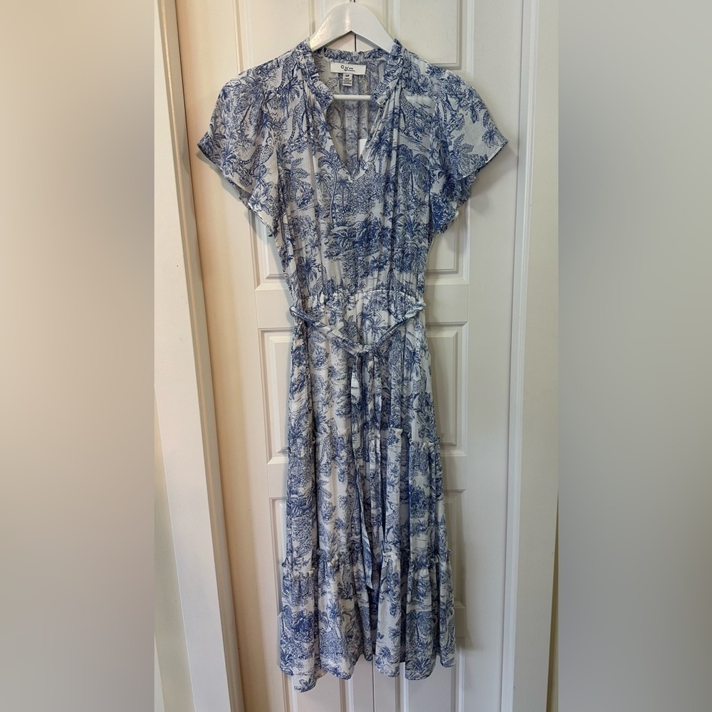 C by one Blue and White Midi Dress | Size Smalll